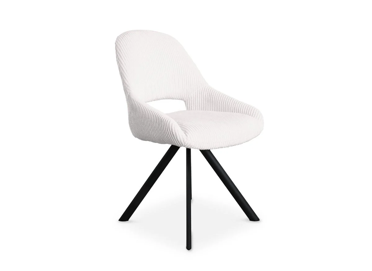 Lot de 2 chaises design en velours côtelé blanc écru SYRA - Image 5