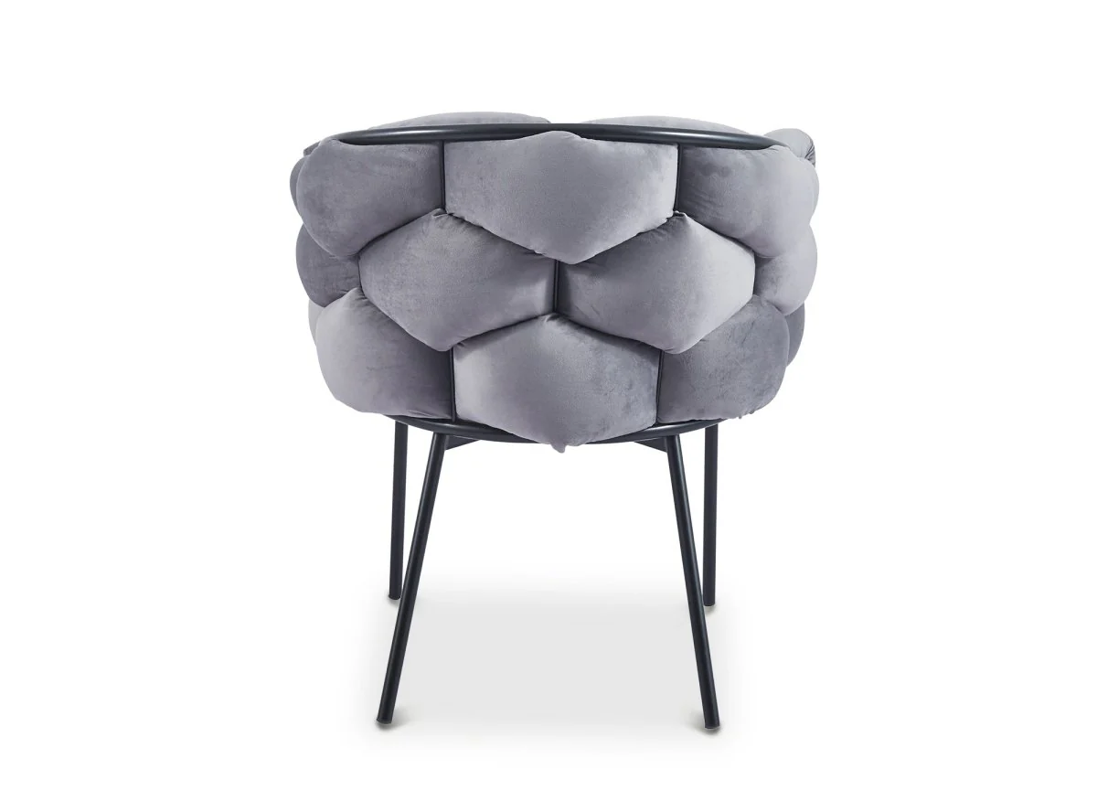 Lot de 2 chaises en velours gris pieds en métal noir CHARLOTTE - Image 7