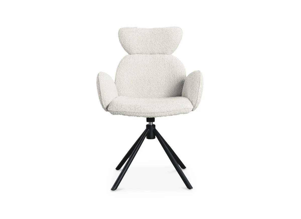 Lot de 2 chaises pivotantes avec accoudoirs en tissu effet peau de mouton beige MAGY - Image 4