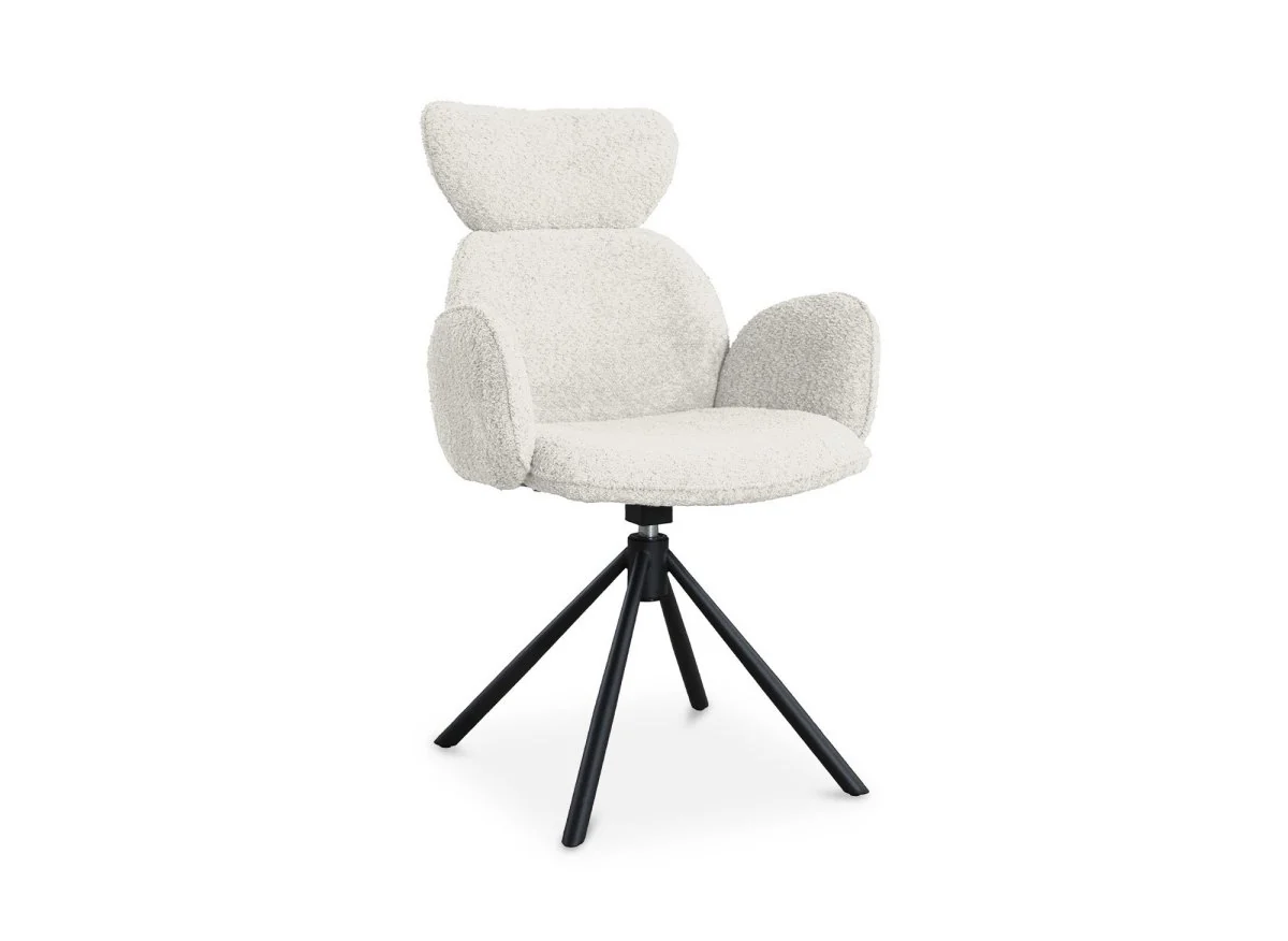 Lot de 2 chaises pivotantes avec accoudoirs en tissu effet peau de mouton beige MAGY - Image 5