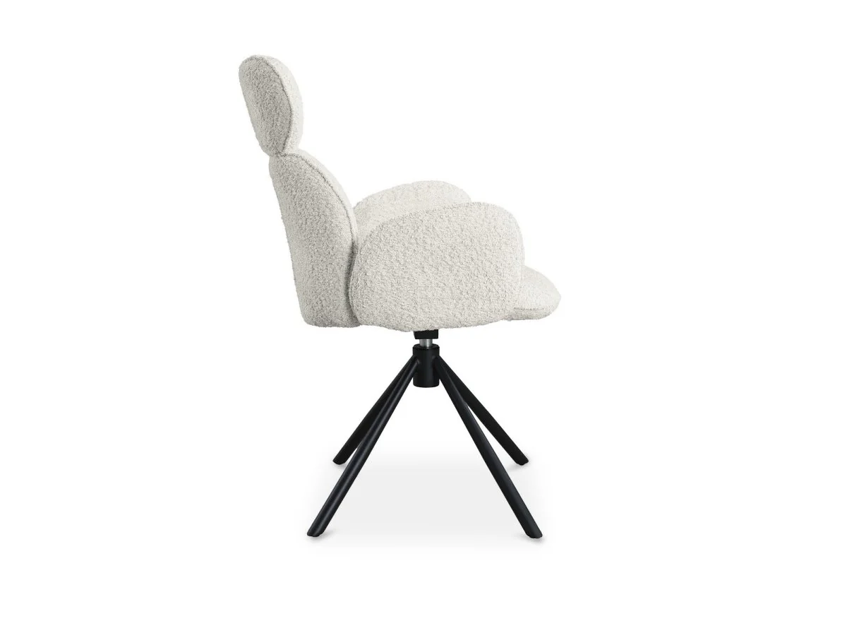 Lot de 2 chaises pivotantes avec accoudoirs en tissu effet peau de mouton beige MAGY - Image 6