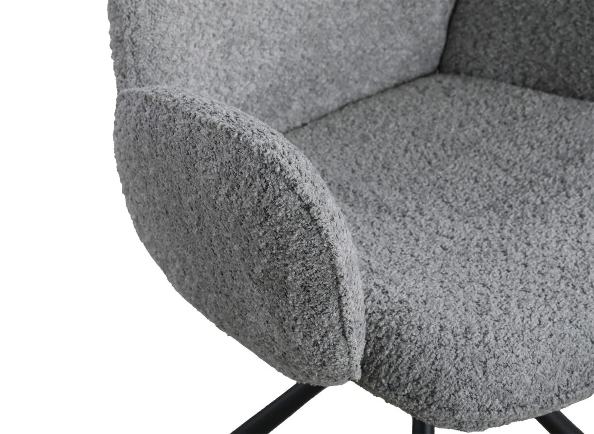 Lot de 2 chaises pivotantes avec accoudoirs en tissu effet peau de mouton gris MAGY - Image 11