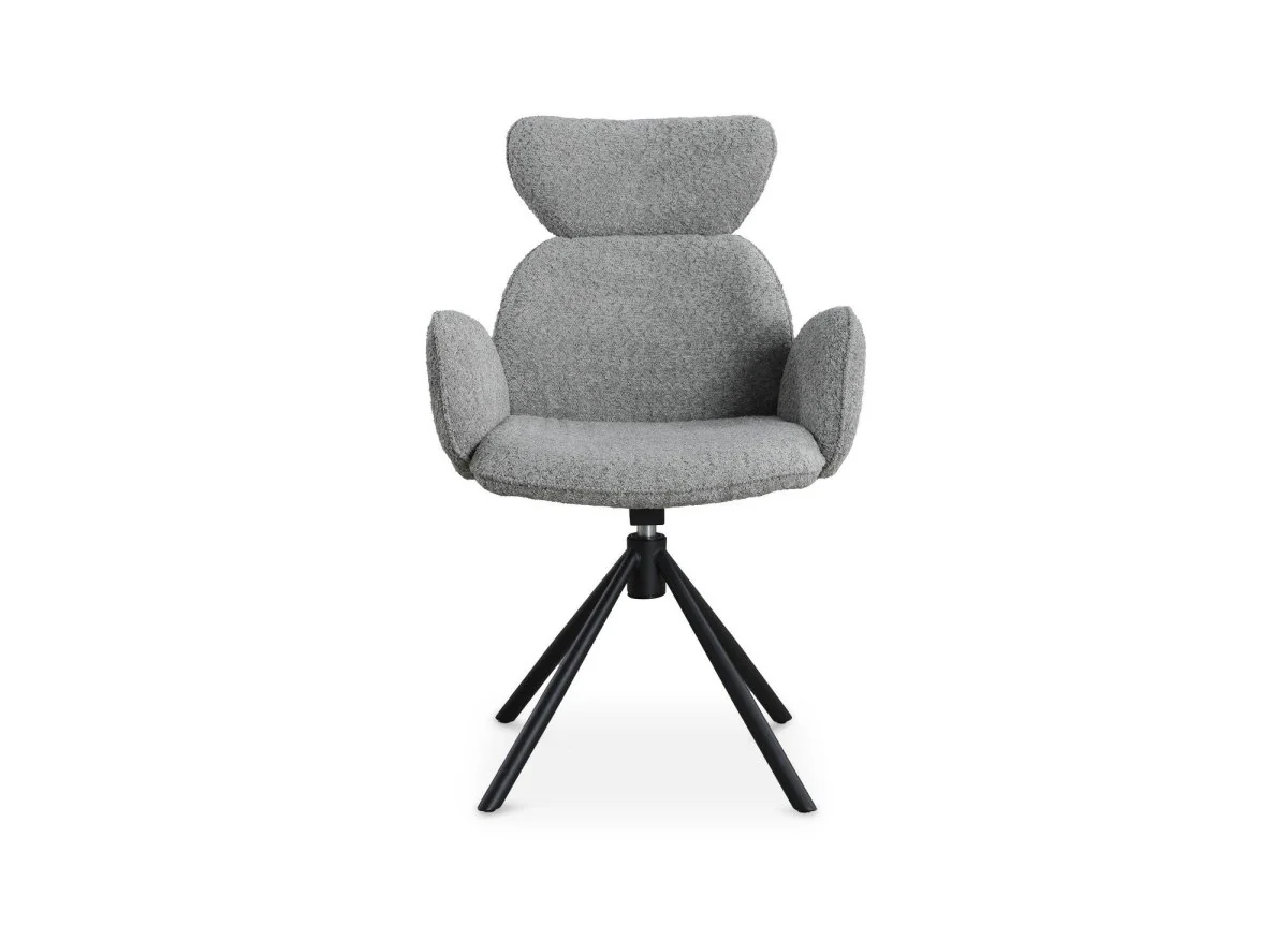 Lot de 2 chaises pivotantes avec accoudoirs en tissu effet peau de mouton gris MAGY - Image 4