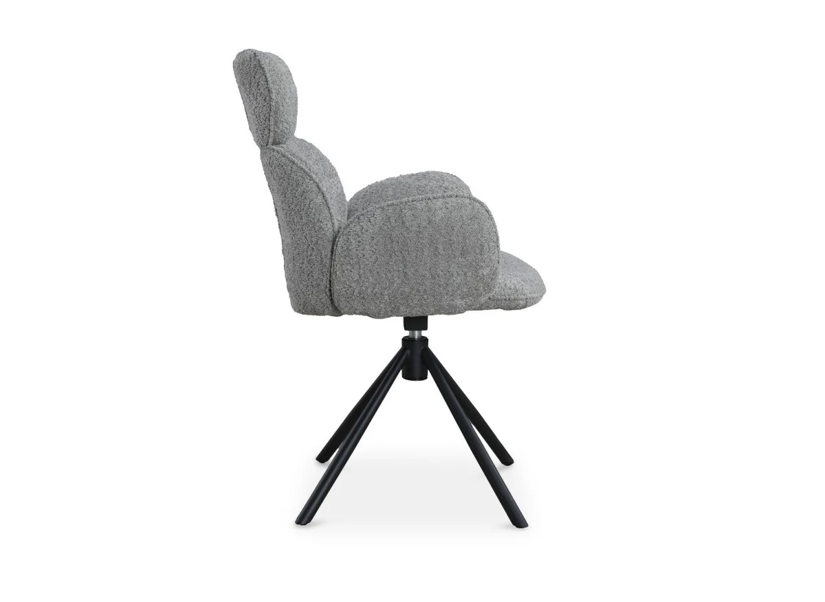 Lot de 2 chaises pivotantes avec accoudoirs en tissu effet peau de mouton gris MAGY - Image 6