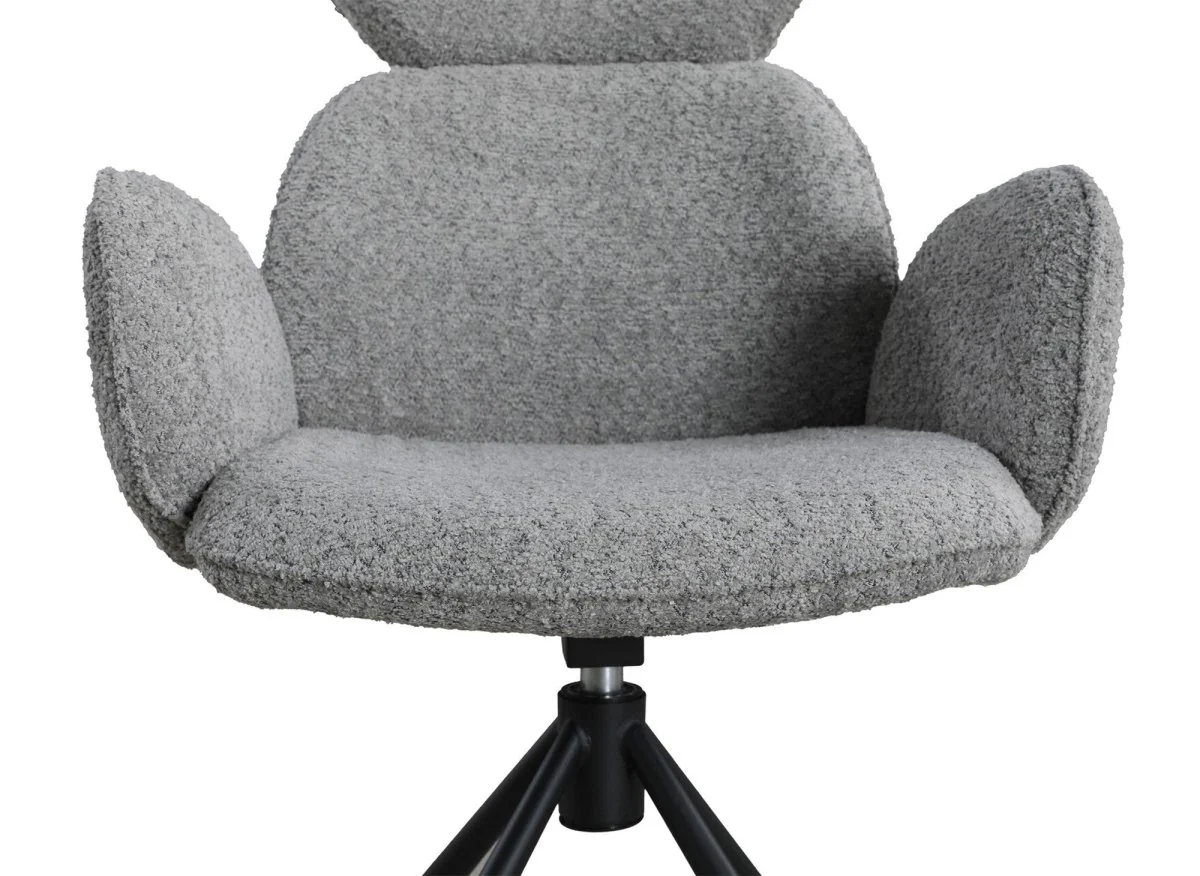 Lot de 2 chaises pivotantes avec accoudoirs en tissu effet peau de mouton gris MAGY - Image 9