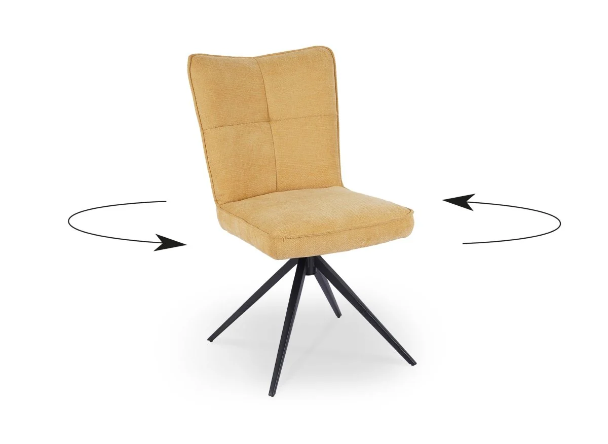 Lot de 2 chaises pivotantes en tissu jaune FELICIE - Image 3