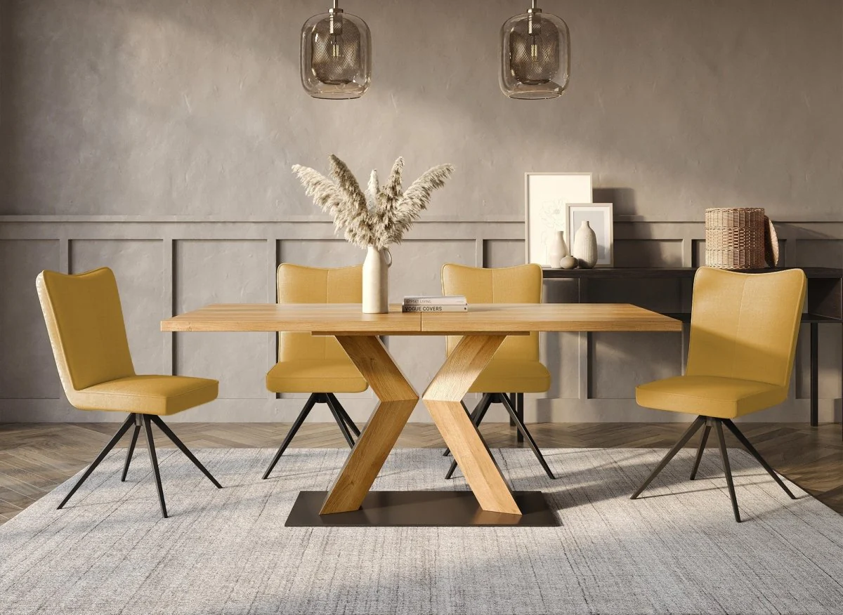 Lot de 2 chaises pivotantes en tissu jaune FELICIE - Image 4