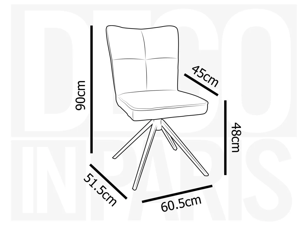 Lot de 2 chaises pivotantes en tissu vert d'eau FELICIE - Image 10