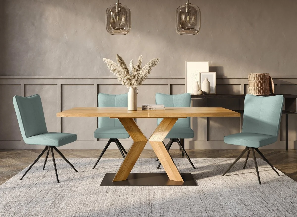 Lot de 2 chaises pivotantes en tissu vert d'eau FELICIE - Image 4