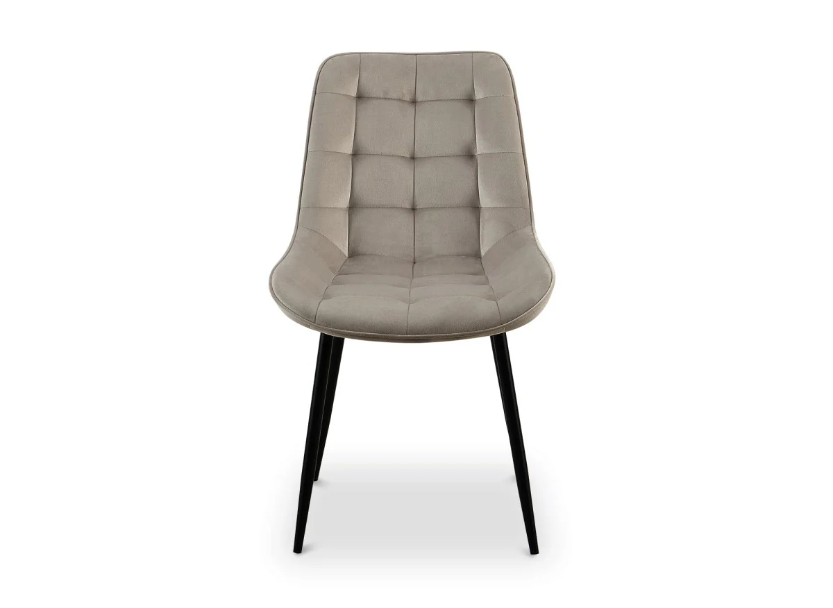 Lot de 4 chaises capitonnées en velours beige SOREN - Image 5