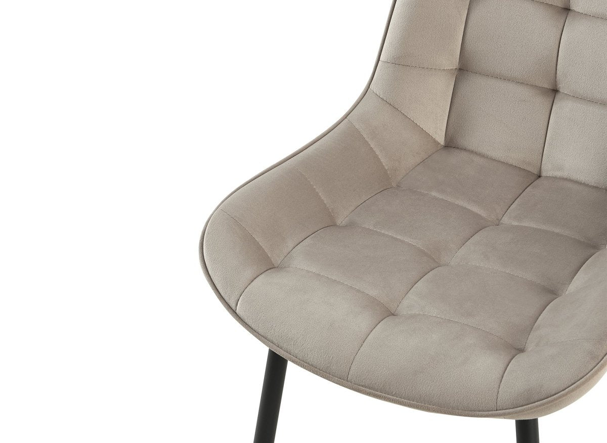 Lot de 4 chaises capitonnées en velours beige SOREN - Image 6