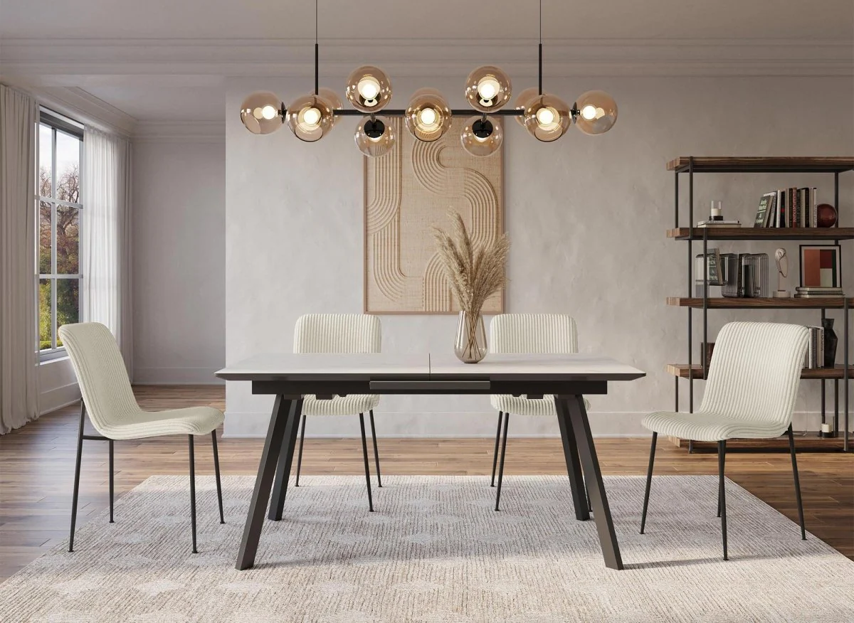 Lot de 4 chaises en velours gros côtelé beige CHERYL - Image 3