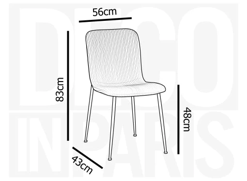 Lot de 4 chaises en velours gros côtelé beige CHERYL - Image 8