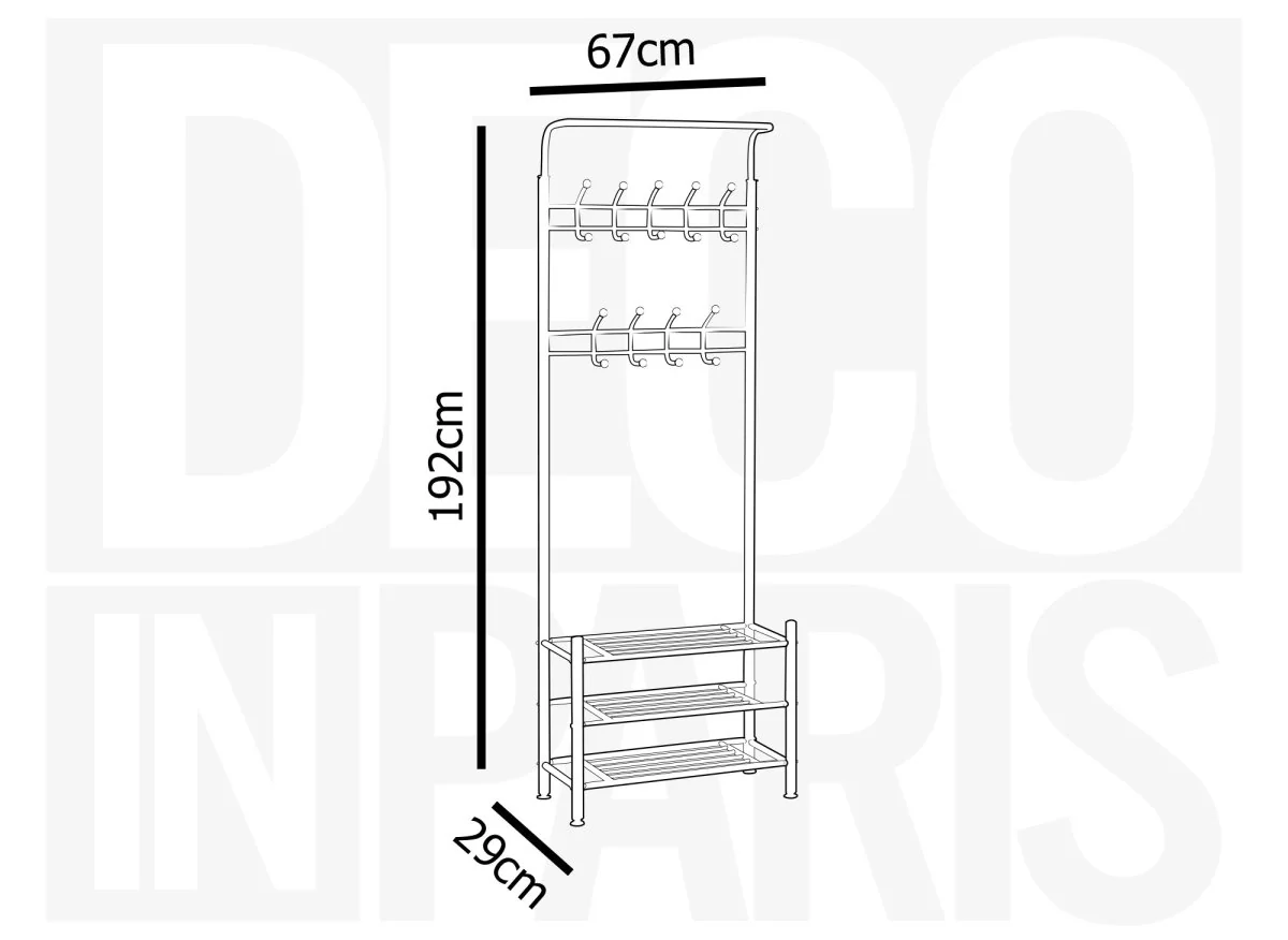 Meuble d'entrée portant avec 3 étagères en métal noir ROMAIN - Image 7
