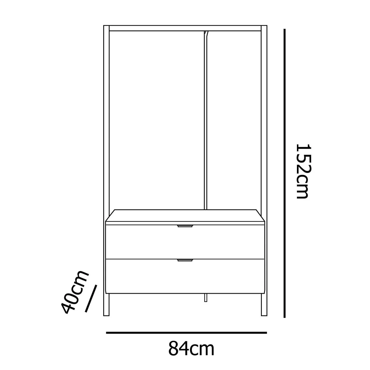 Meuble d'entrée portant et 2 tiroirs en bois et métal GLENN - Image 11