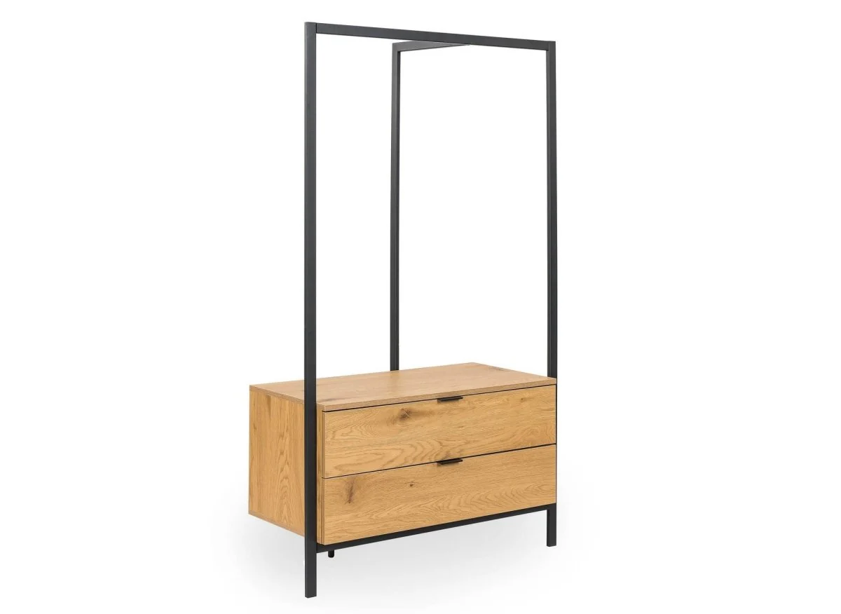 Meuble d'entrée portant et 2 tiroirs en bois et métal GLENN - Image 3