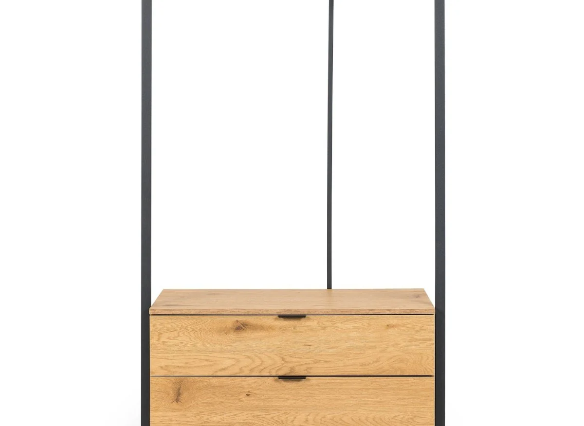 Meuble d'entrée portant et 2 tiroirs en bois et métal GLENN - Image 6