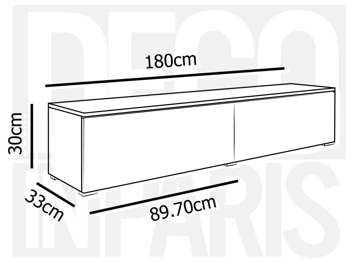 Meuble TV contemporain anthracite et chêne avec LED 2 portes MALORIE - 180 cm - Image 4