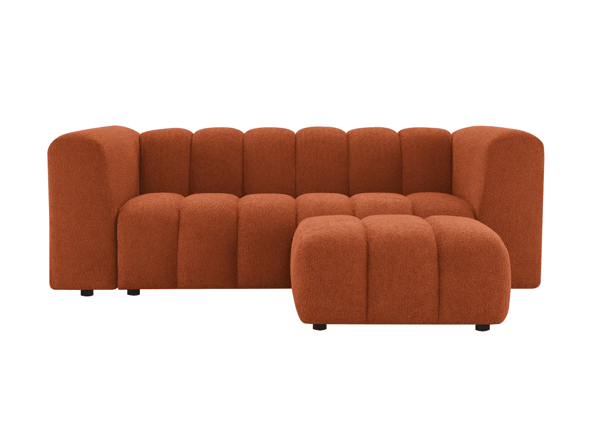 Pouf en tissu bouclette terracotta AELIS - Image 5