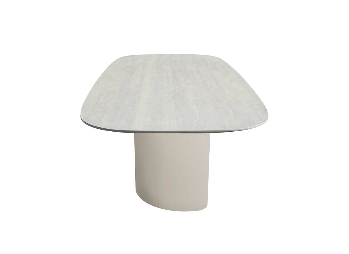 Table à manger en céramique beige pieds en métal gris 10 personnes AZIEL - Image 4
