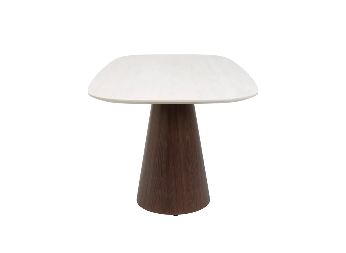 Table à manger en céramique beige pieds marron 8 personnes ELWEN - Image 4