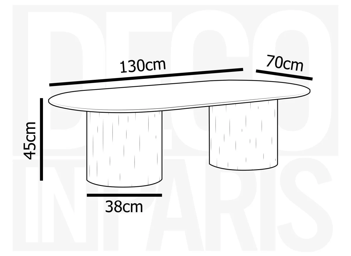 Table basse ovale en marbre composite beige DHARA - Image 5