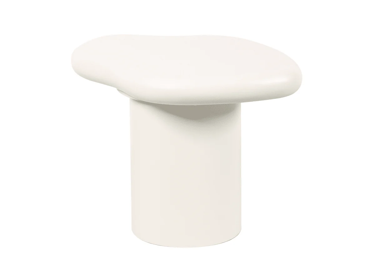 Table basse ronde en béton brossé blanc plateau asymétrique ZELINE - Image 3