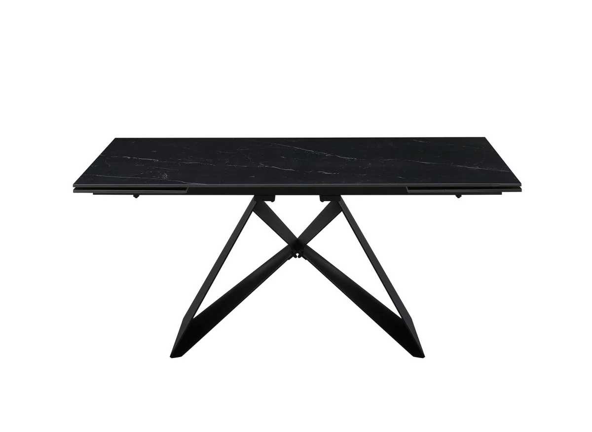 Table à manger extensible en métal noir avec plateau en céramique noir HELSINKI - Image 4